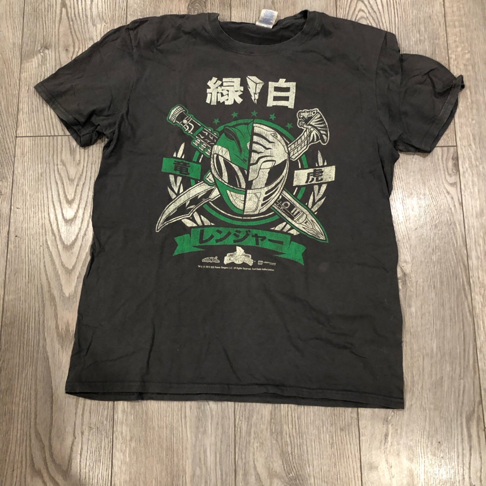 Green and white power ranger tshirt